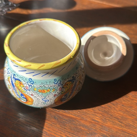 🇮🇹Meridiana Ceramiche hand painted pottery from Italy. Colorful dish with lid - Picture 7 of 16